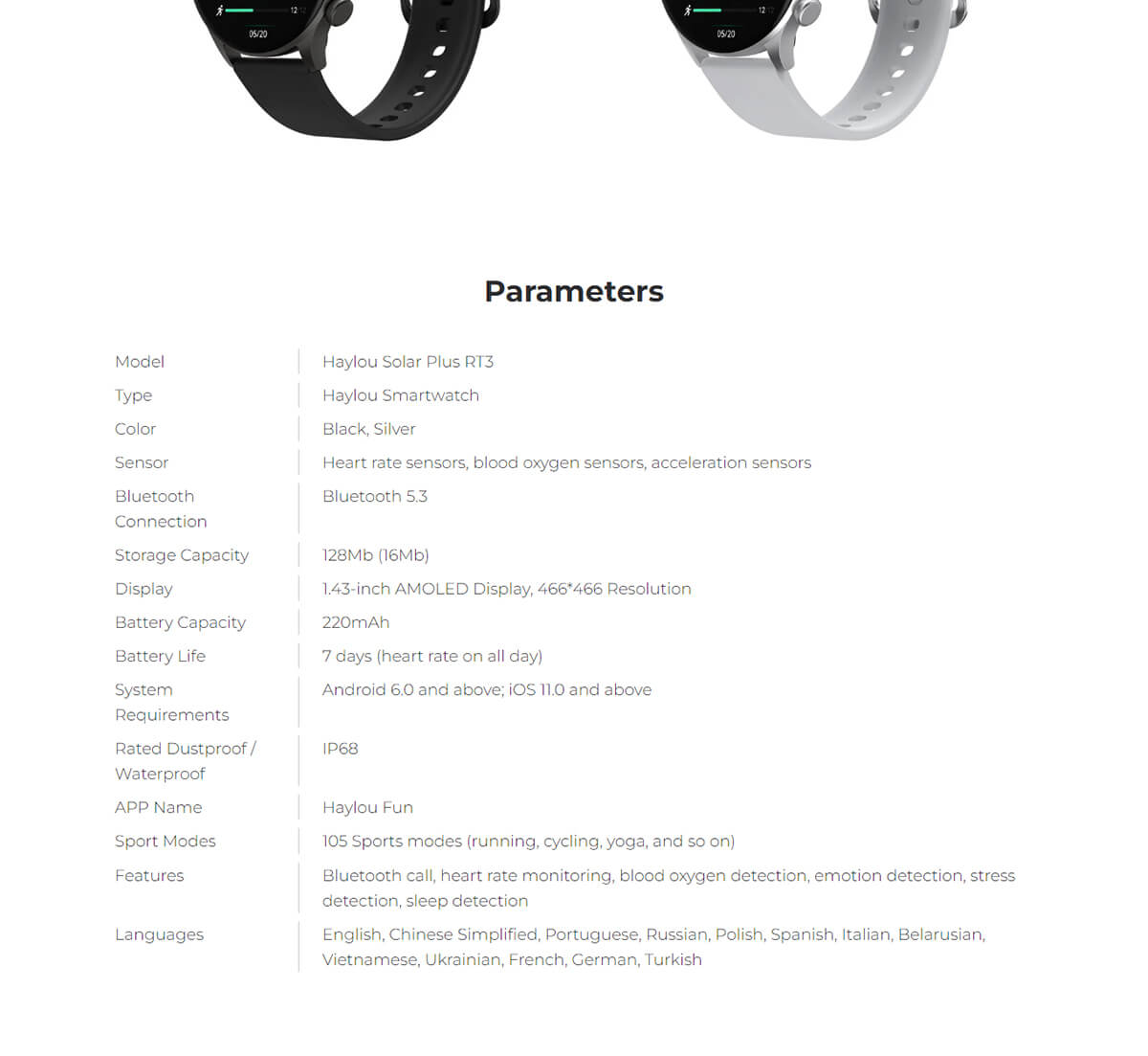 ساعت هوشمند شیائومی مدل Haylou Solar Plus RT3