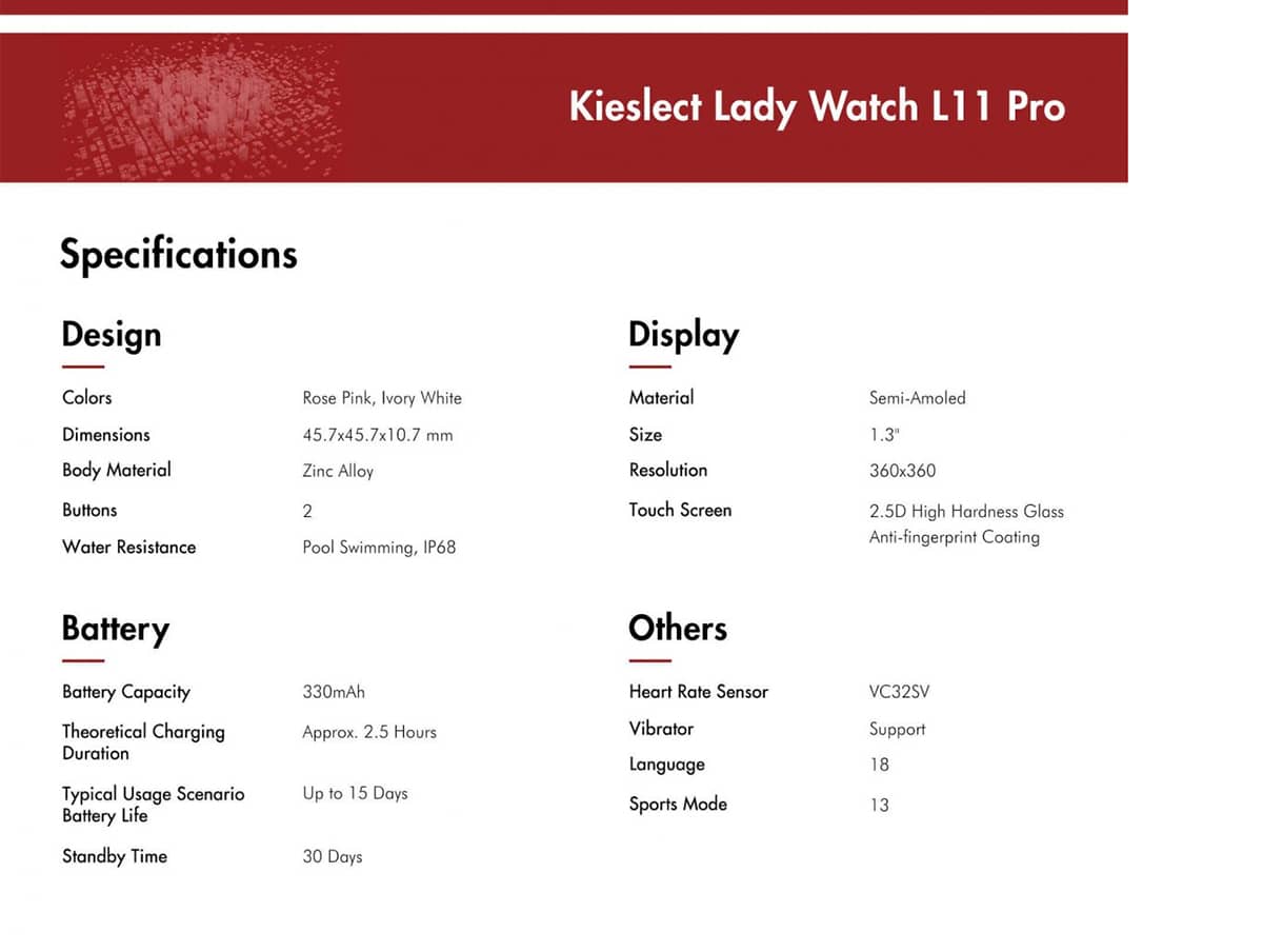 ساعت هوشمند کیسلکت مدل Lady Smart Watch L11 Pro