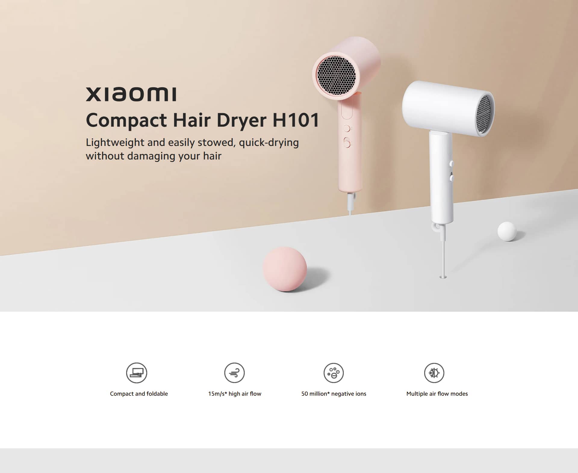 سشوار مسافرتی شیائومی مدل Xiaomi Compact Hair Dryer H101 سشوار مسافرتی شیائومی مدل Xiaomi Compact Hair Dryer H101