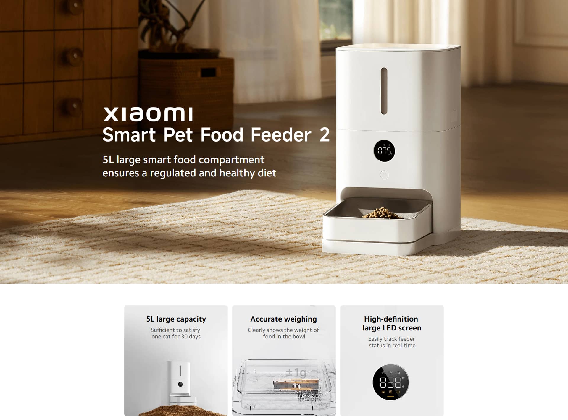 ظرف غذای هوشمند حیوانات خانگی شیائومی مدل Xiaomi Smart Pet Food Feeder 2