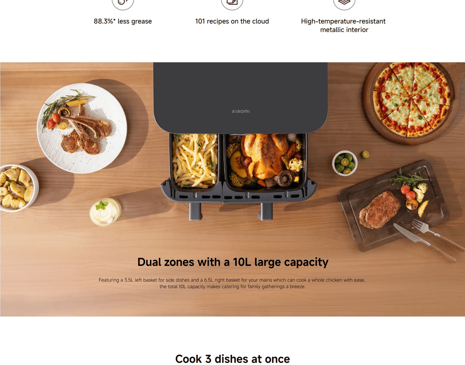 سرخ کن بدون روغن (هوا پز) شیائومی Xiaomi Dual Zone Air Fryer 10L MAF-D1001 سرخ کن بدون روغن (هوا پز) شیائومی Xiaomi Dual Zone Air Fryer 10L MAF-D1001