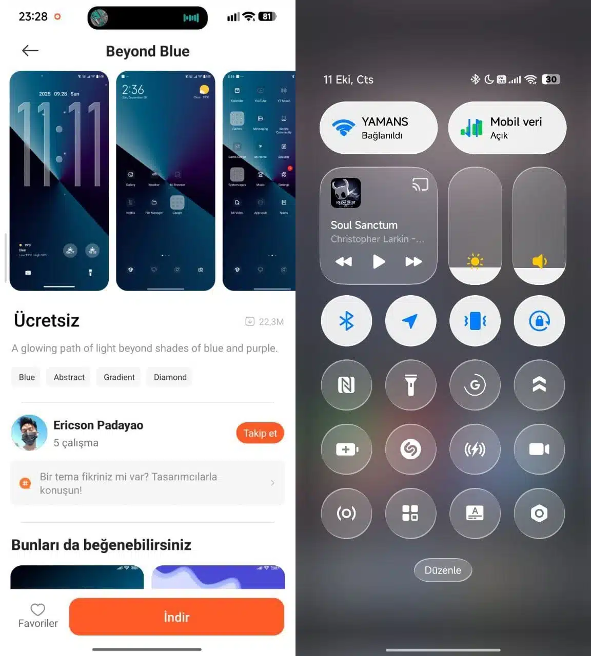 تم Beyond Blue برای گوشی شیائومی دانلود و نصب تم Beyond Blue برای شیائومی جهت تغییر نوار وضعیت و کنترل سنتر به iOS