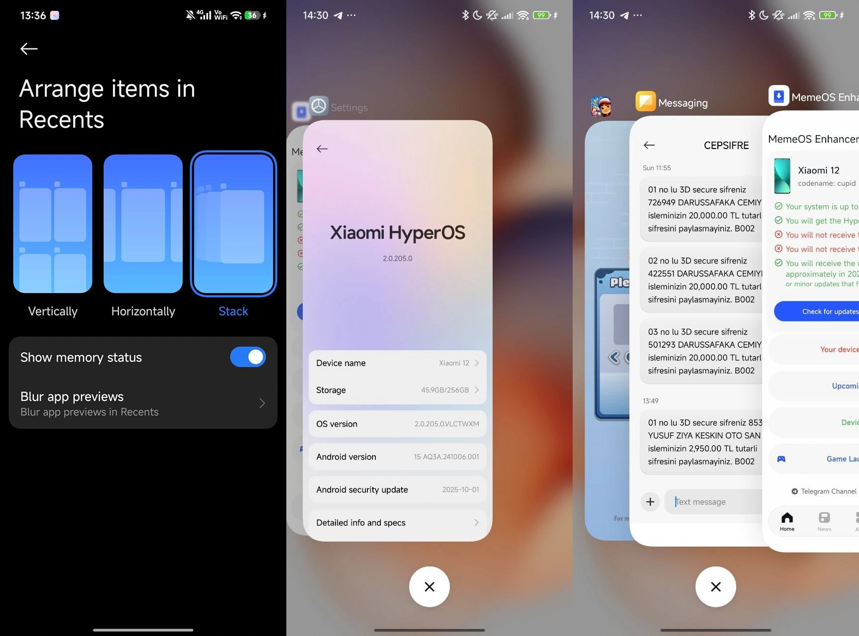 تغییر برنامههای اخیر شیائومی شبیه آیفون تنظیمات منوی برنامههای اخیر (Recent Apps) به حالت کارتی در HyperOS شیائومی شبیه آیفون