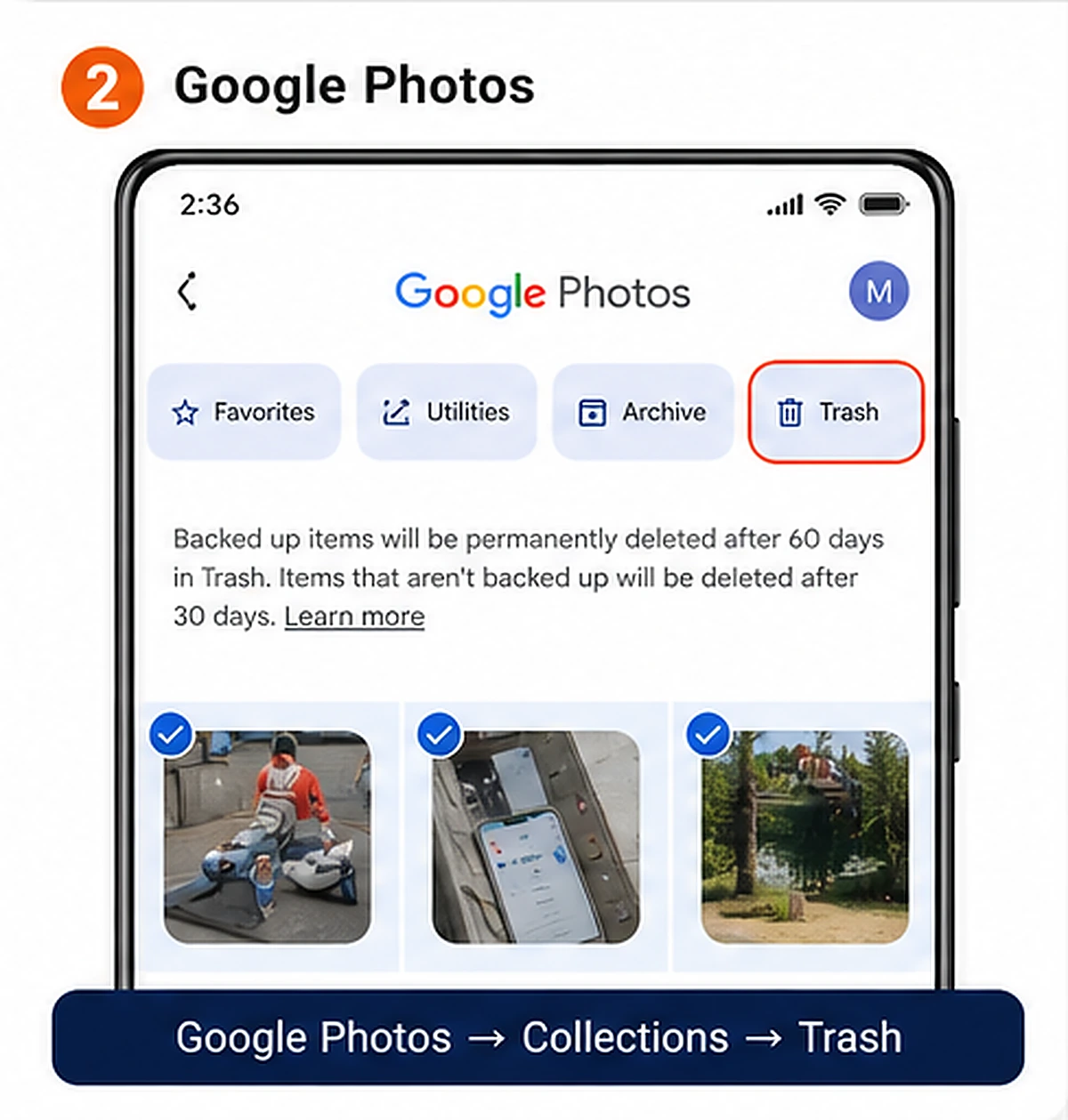 سطل زباله Google Photos در گوشی شیائومی بازیابی عکس حذفشده شیائومی با Google Photos