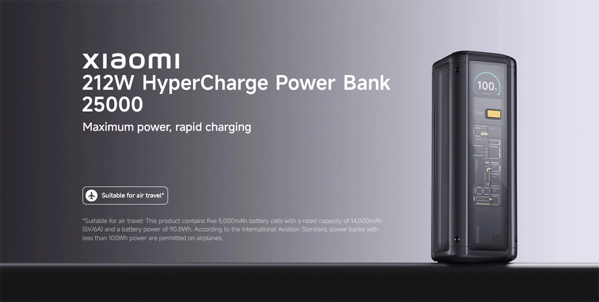پاوربانک شیائومی مدل Xiaomi 212W HyperCharge Power Bank 25000 پاوربانک شیائومی مدل Xiaomi 212W HyperCharge Power Bank 25000