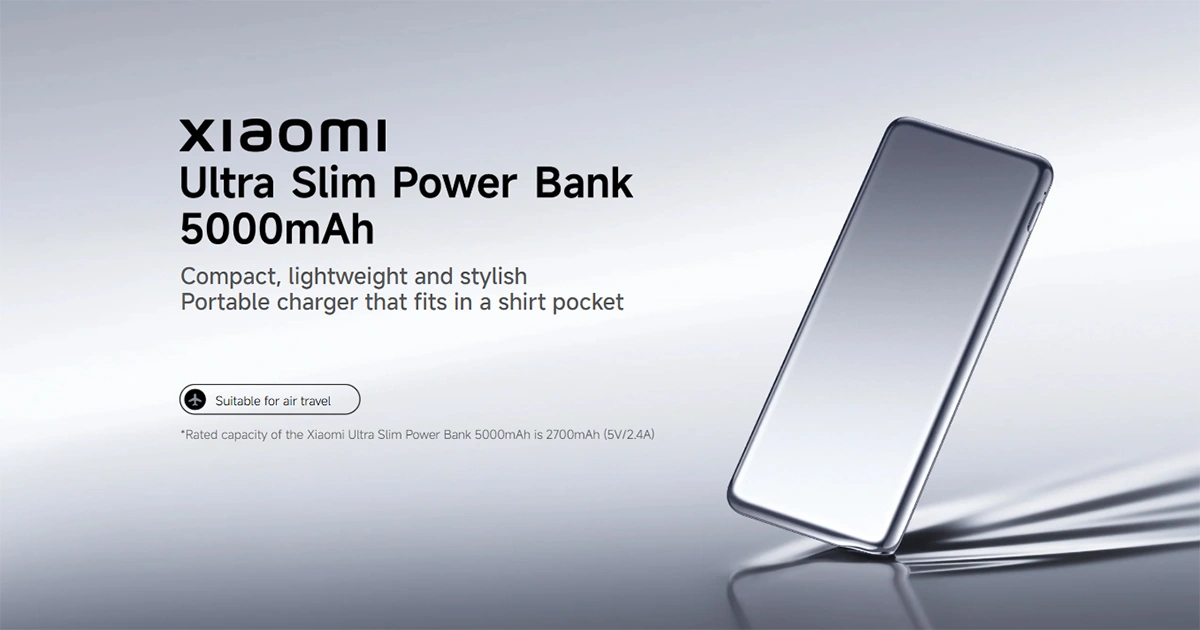 پاوربانک شیائومی مدل Xiaomi Ultra Slim Power Bank 5000mAh پاوربانک شیائومی مدل Xiaomi Ultra Slim Power Bank 5000mAh