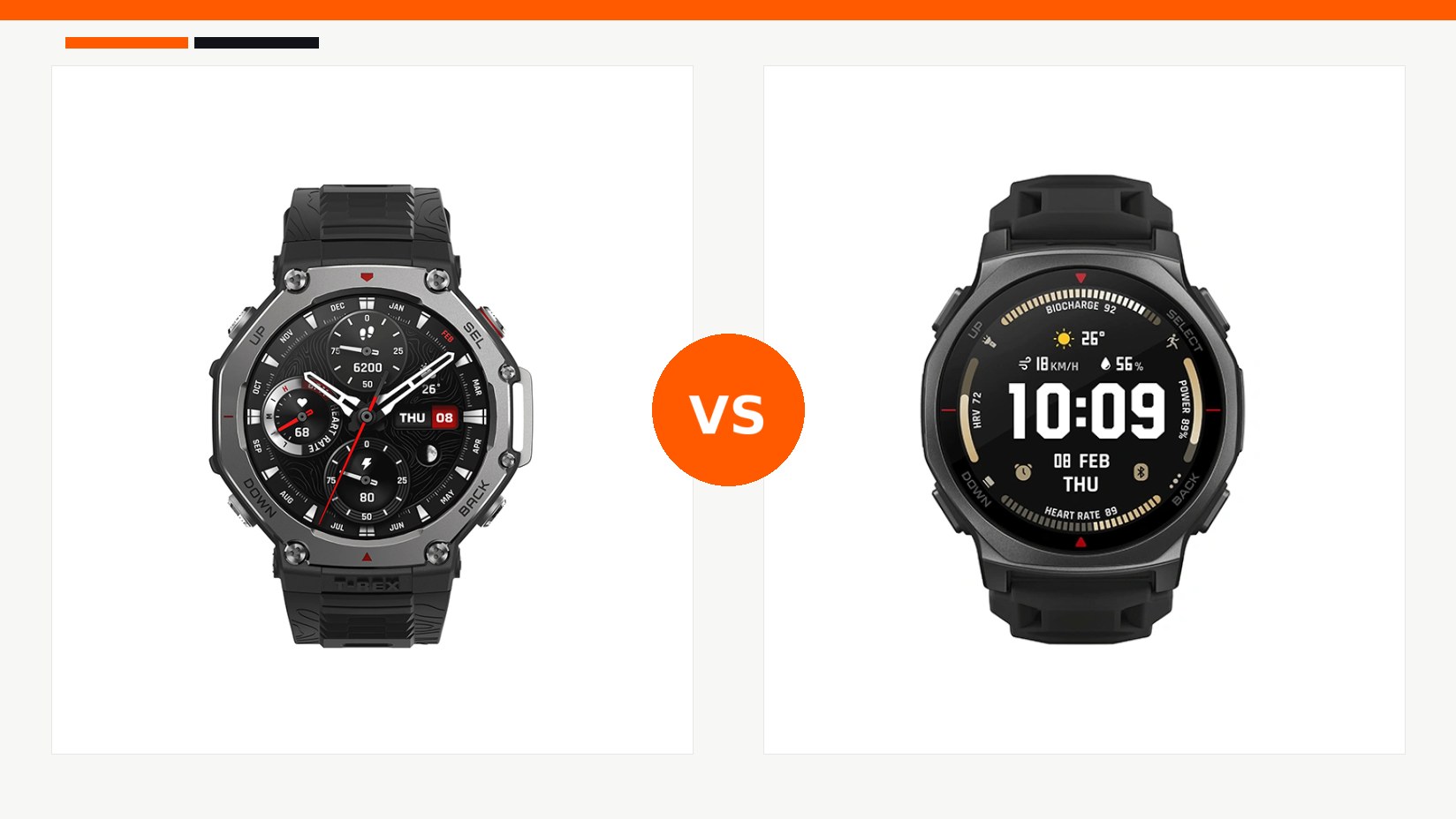مقایسه ساعت هوشمند امیزفیت مدل Amazfit T-Rex 3 و ساعت هوشمند امیزفیت مدل Amazfit T-Rex 3 Pro در شیائومی بازار