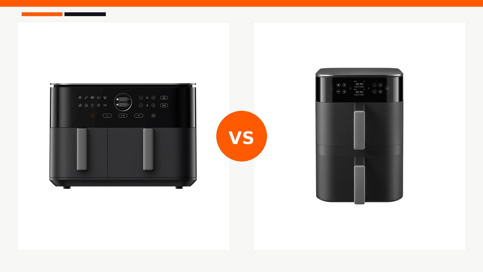 مقایسه سرخ‌کن بدون روغن شیائومی مدل Xiaomi Dual Zone Air Fryer 10L و سرخ‌کن بدون روغن شیائومی مدل Xiaomi Smart Double Stack Air Fryer 12L در شیائومی بازار